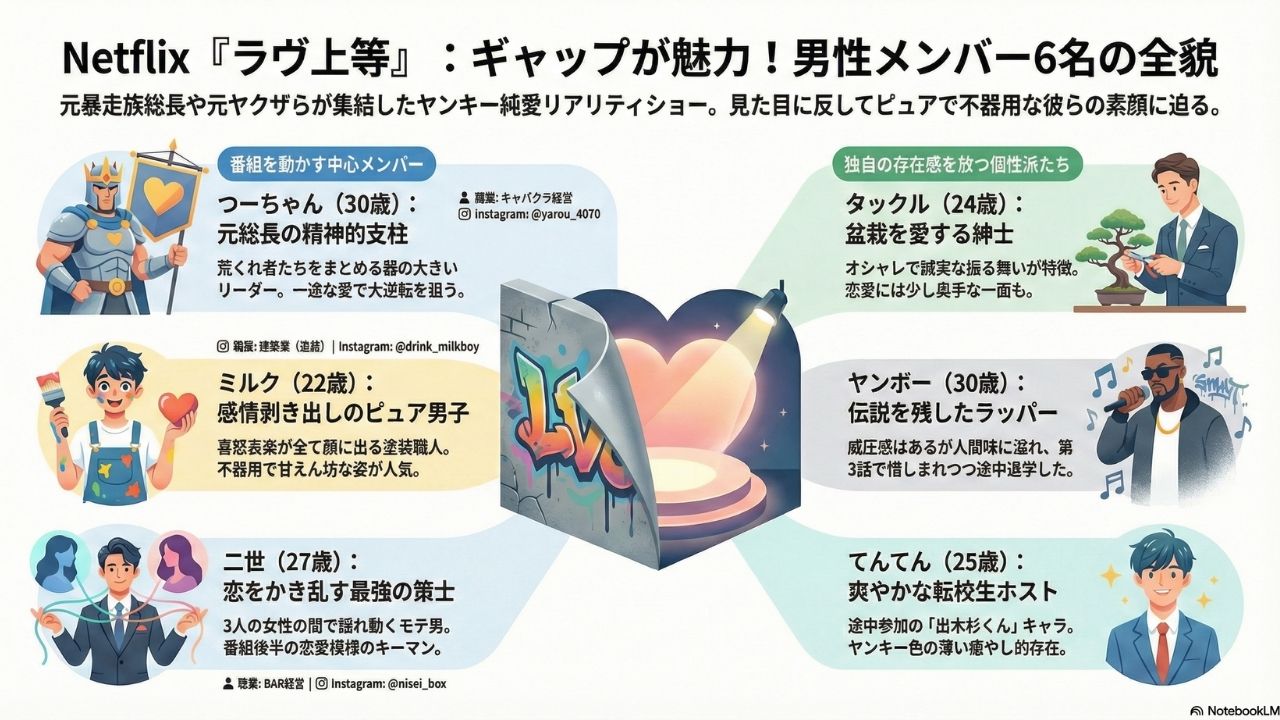 【Netflix】元ヤン恋リア「ラヴ上等」男性メンバー