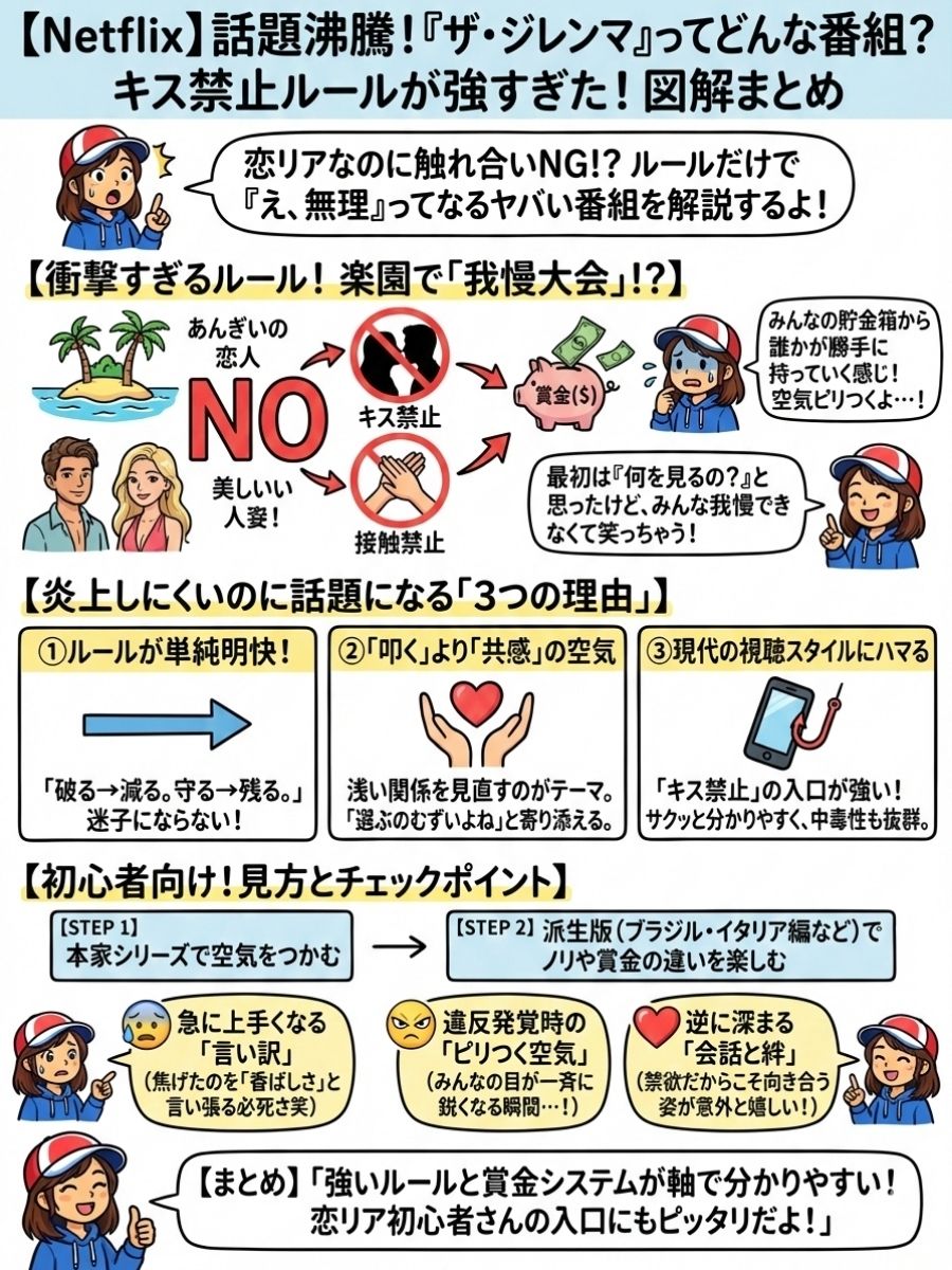 Netflixのザ・ジレンマってどんな番組?キス禁止ルールが強すぎた