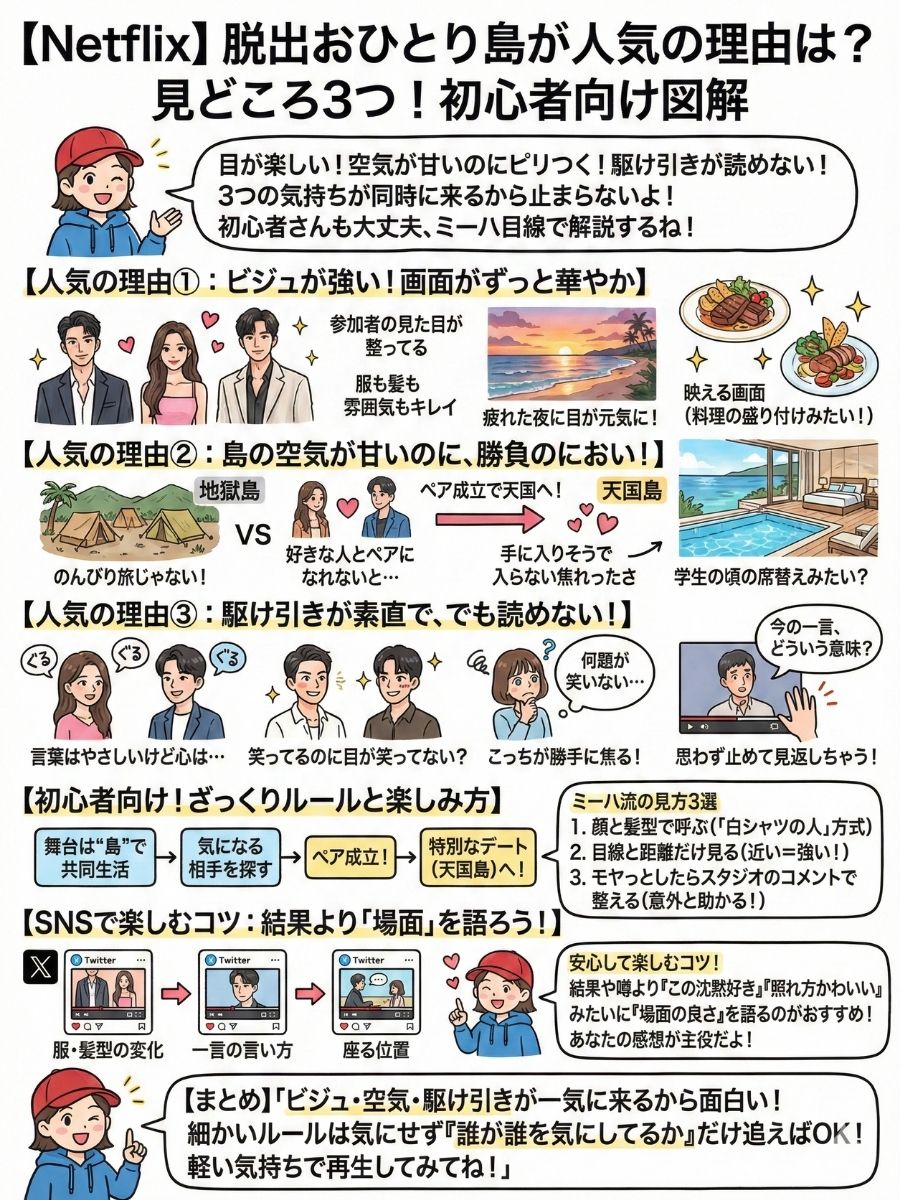 【Netflix】脱出おひとり島が人気の理由は？見どころ3つ