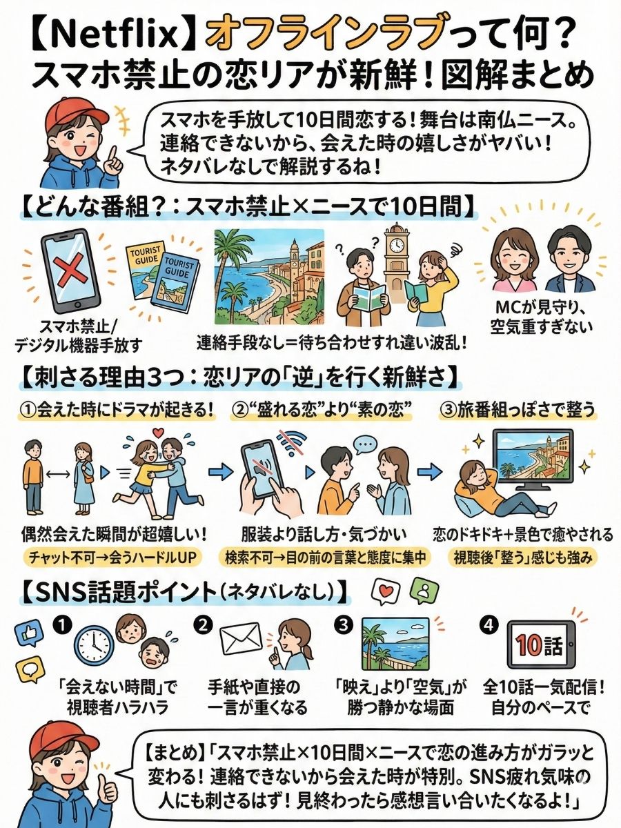 【Netflix】オフラインラブって何？スマホ禁止の恋リアが新鮮