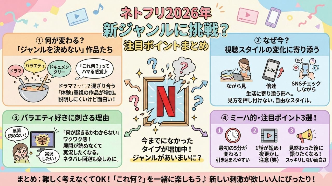 ネトフリ2026年は新ジャンルに挑戦?注目ポイントまとめ|Netflixの新しい試みが気になる!