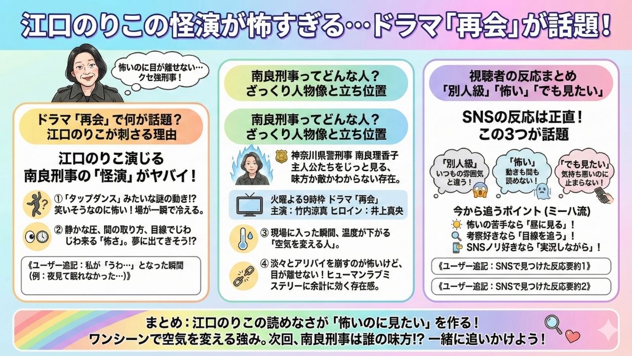 江口のりこの怪演が怖すぎる…ドラマ「再会」が話題