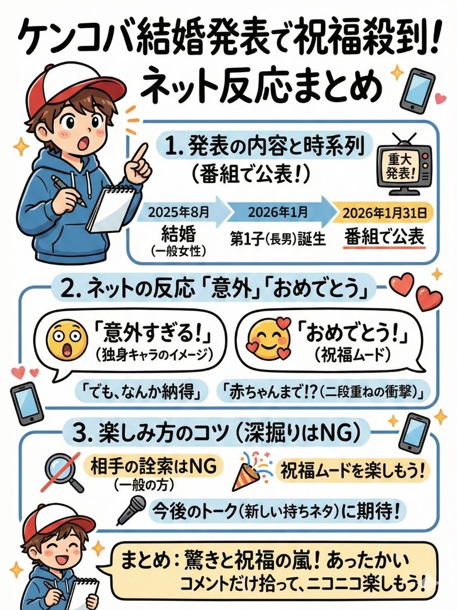 ケンコバ結婚発表！ネット反応まとめ