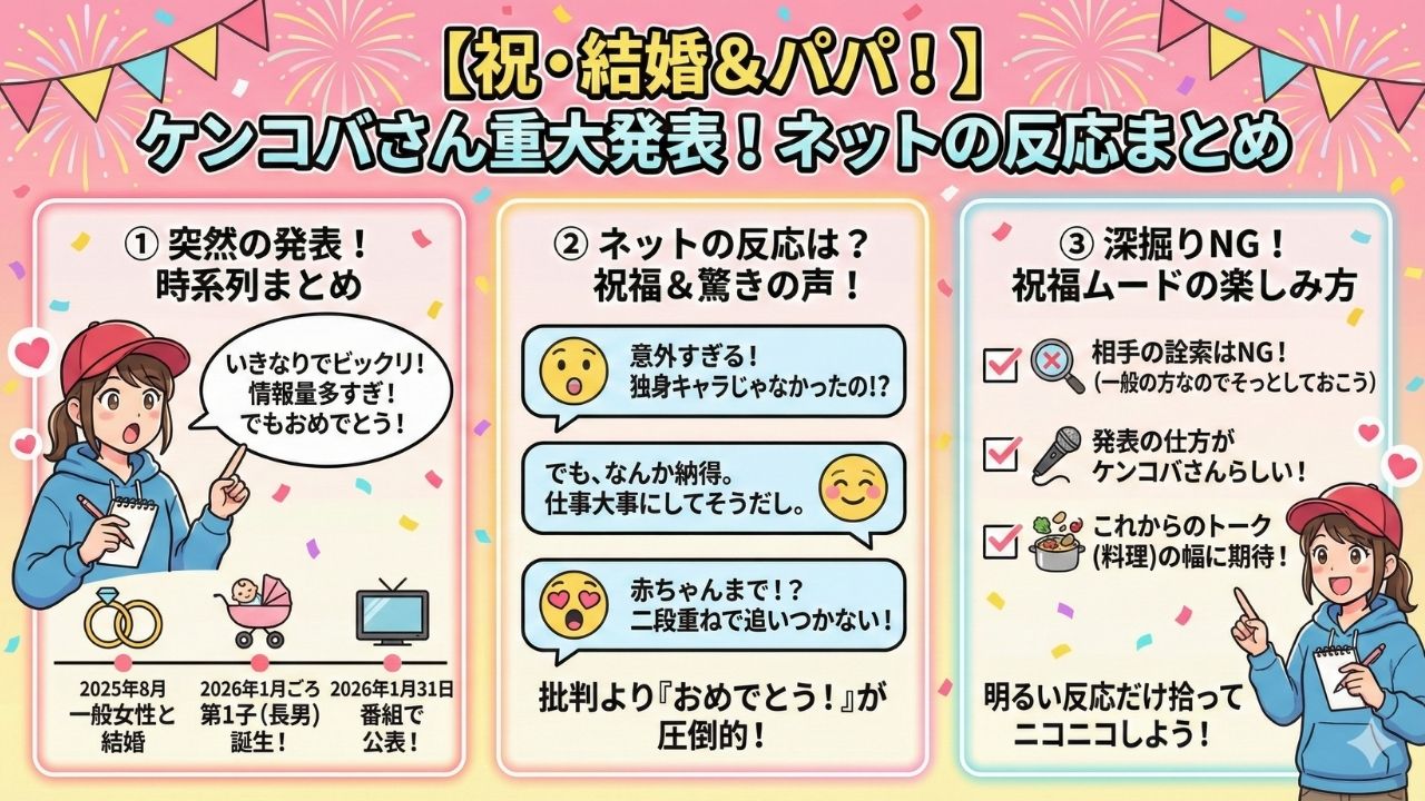 ケンコバ結婚発表！ネット反応まとめ