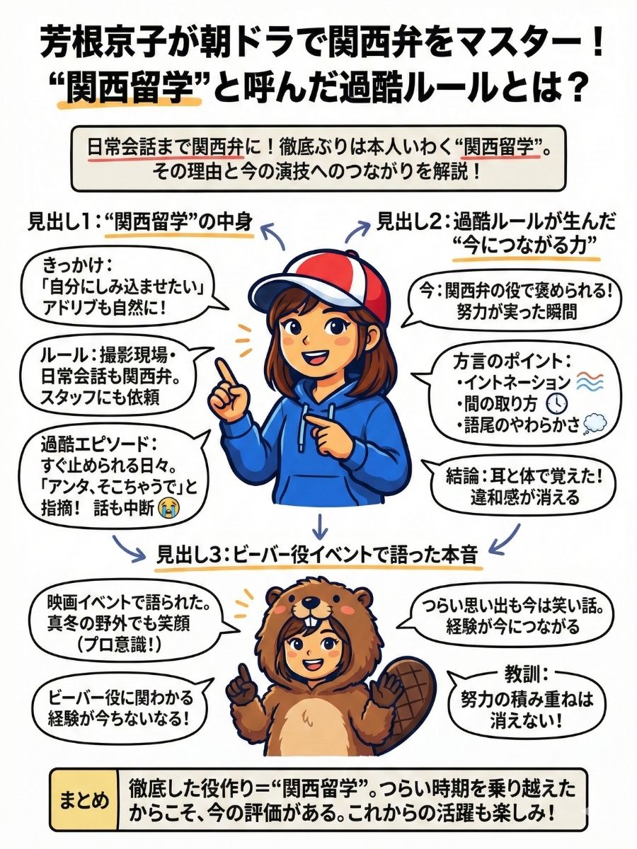 芳根京子が朝ドラで関西弁をマスター